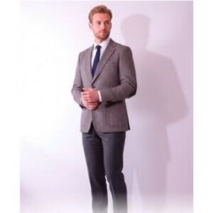 Ermenegildo Zegna Men's Brown Wool Angora Leather Patch Elbow Blazer 40 L